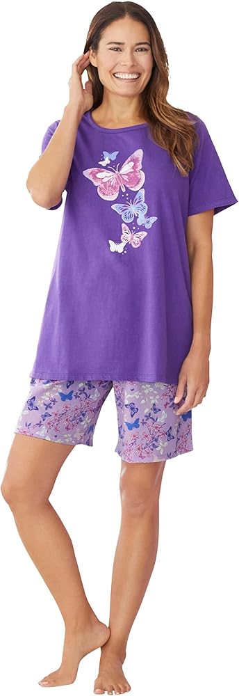 Dreams & Co. Women's Plus Size Knit Pj Short Set