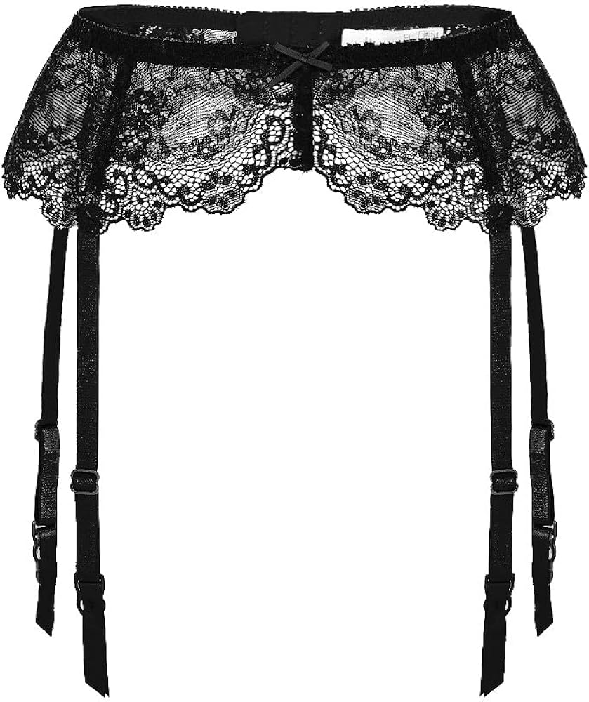 Confonze Women Lace Garter Belt Sexy Suspender Belts for Thigh High Stockings