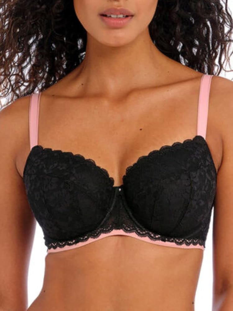 Freya Women's Offbeat Underwire Padded Half Cup, Black, 38FF