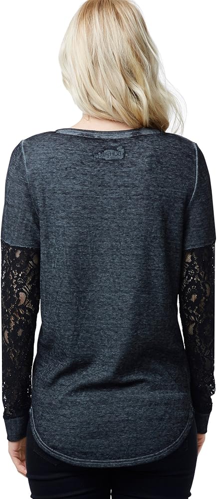 Buffalo David Bitton Women's Loungekitty Light Weight Waffle Lace Top