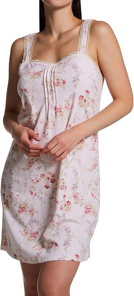 Lauren Ralph Lauren Women's Feminine Knits Sleeveless Lace Chemise, LN22270, Peach Floral, L