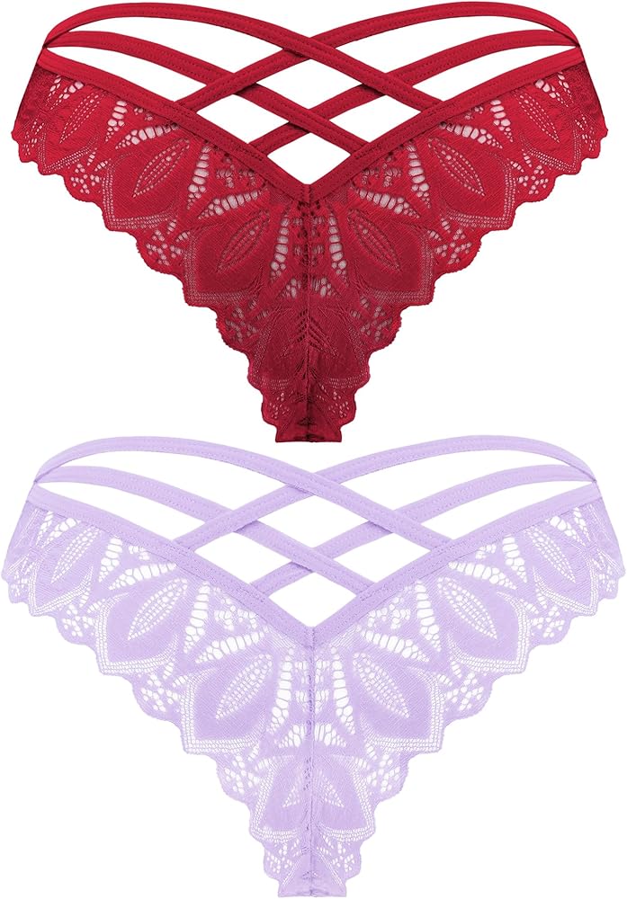 Avidlove Cute Cheeky Panties for Women Burgundy and Purple(Small)