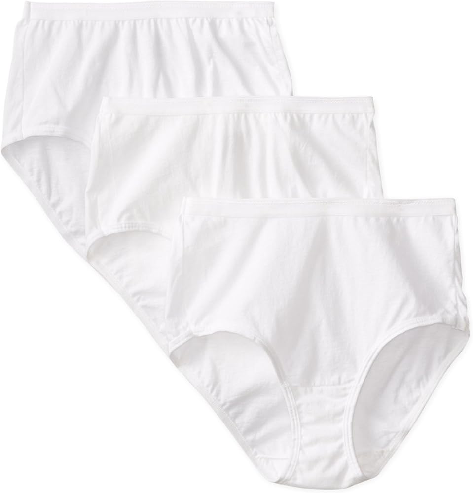 Fruit of the Loom womens Fruit Loom Women's Comfort Covered Cotton Panties - White briefs underwear, Cotton White (3 Pack), US