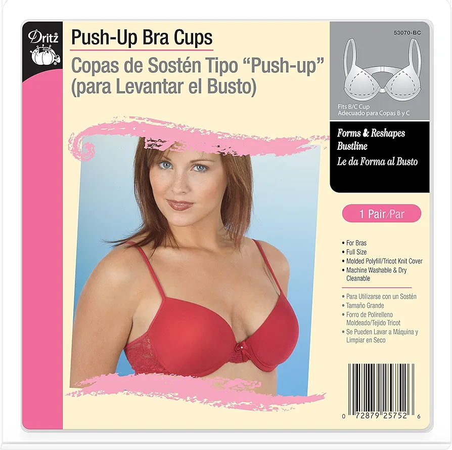 Dritz Push, B/C, 1 Pair, White Bra Cups, 2 Count