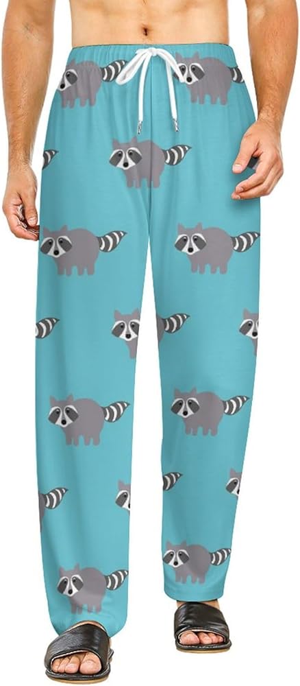 Raccoons in A Cartoon Style Lounge Pajama Pants Comfy Sleepwear Bottoms Print Sleep Pants for Men Women