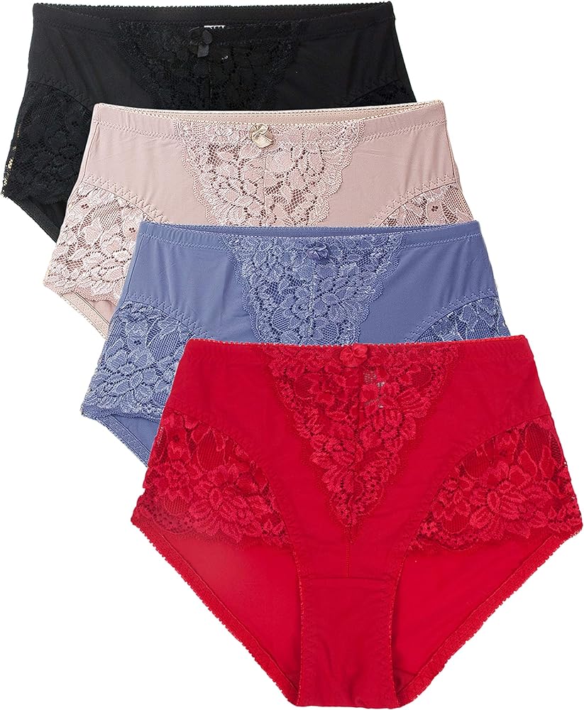 Womens Underwear Sexy Briefs Lace Tummy Control Panties S-Plus Size Girdle Panty