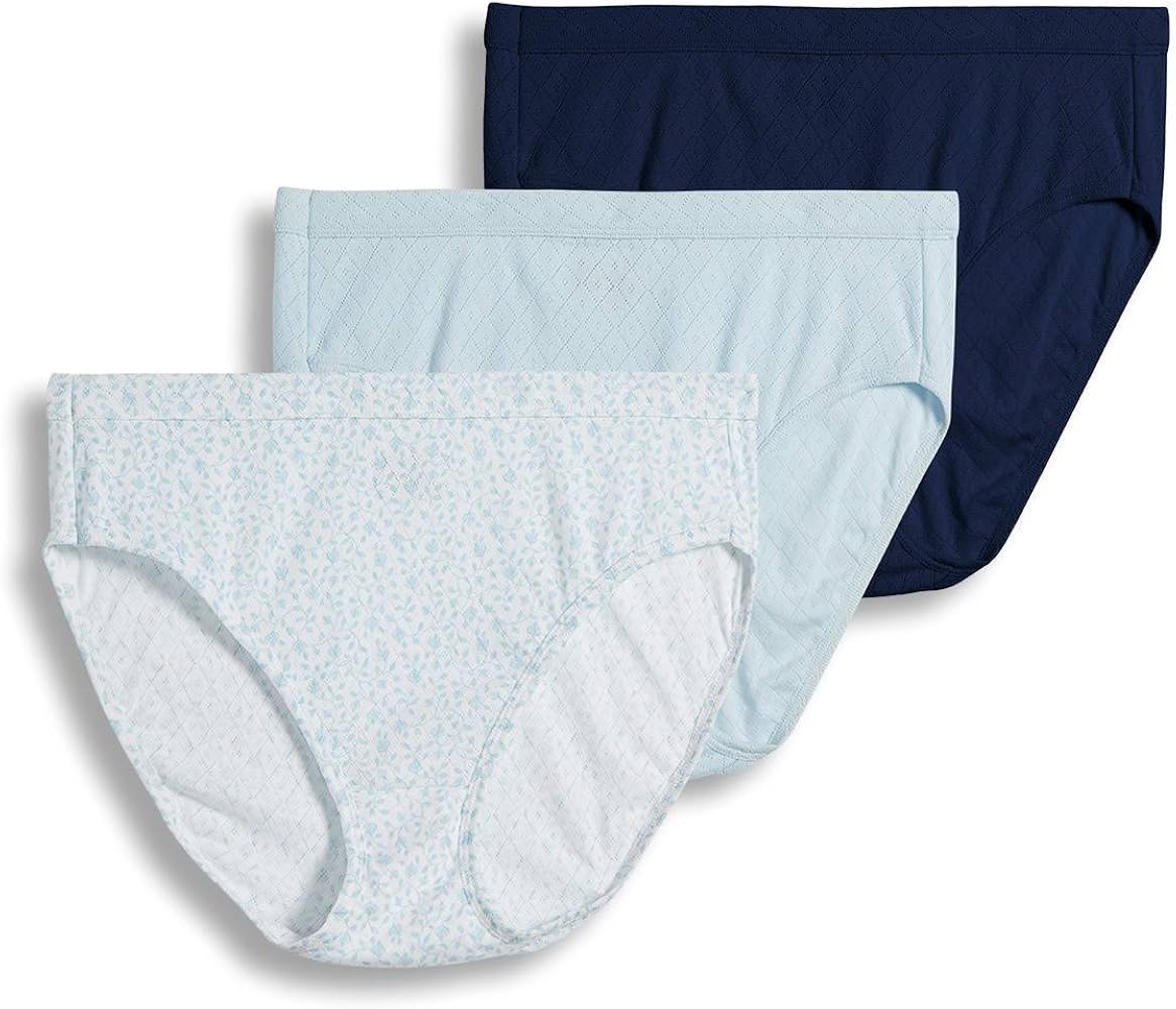 Jockey Women's Underwear Elance Breathe French Cut - 3 Pack, Flowing Fine/Frothy Blue/Navy, 6