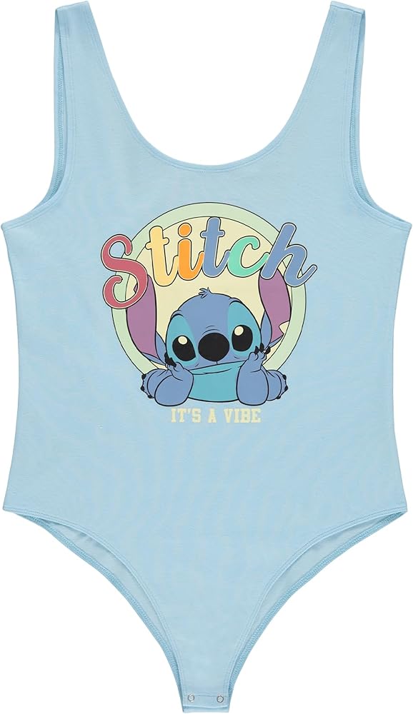 Disney Ladies Lilo and Stitch Bodysuit - Ladies Classic Lilo and Stitch Shapewear Bodysuit Racer Back Tank Top Bodysuit