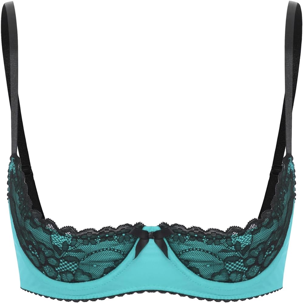 Women's 1/4 Cup Lace Shelf Bra Brassiere Tops Underwire Push Up Sponge Bras Bandeau Bra