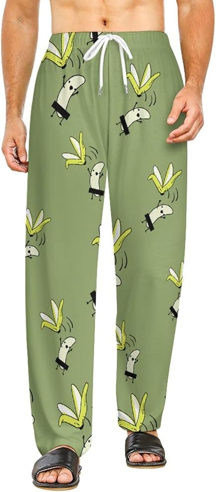 Banana Striptease Lounge Pajama Pants Comfy Sleepwear Bottoms Print Sleep Pants for Men Women