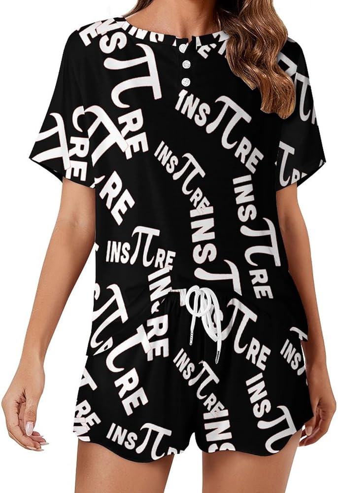 InsPIre Pi Symbol Women's 2 Piece Pajamas Short Sleeve Shorts Sleepwear Set Causal Loungewear Home Suit 4XL