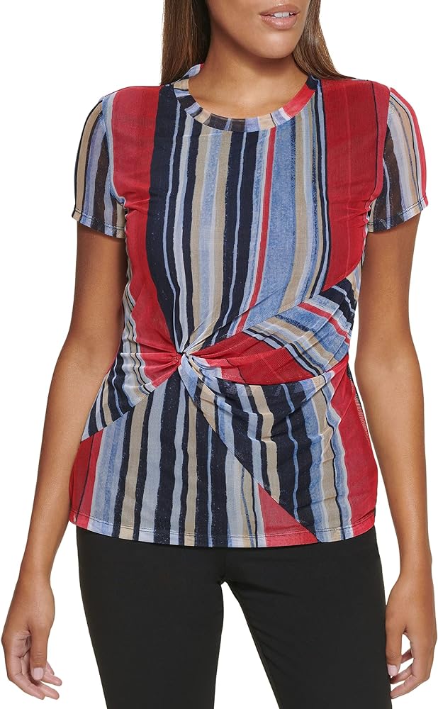 DKNY Women's Short Sleeve Side Ruche Top