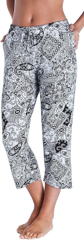 Ellen Tracy Women's Cropped Pajama Pant, Paisley, XL