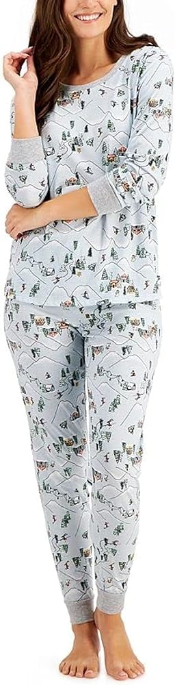 Family Pajamas Matching Women's Ski Mountain Family Pajama Set (Medium)