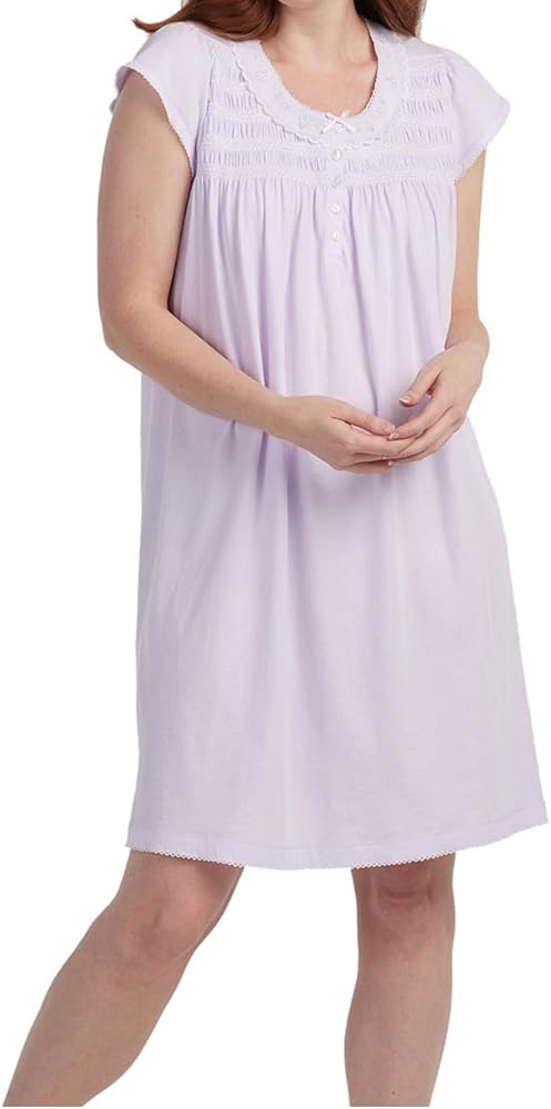 Miss Elaine Women's SilkyKnit Short Gown, Short Sleeves, Sleepwear