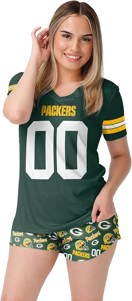 FOCO Women's NFL Team Logo Ladies Gameday Ready Jersey Pajama Set