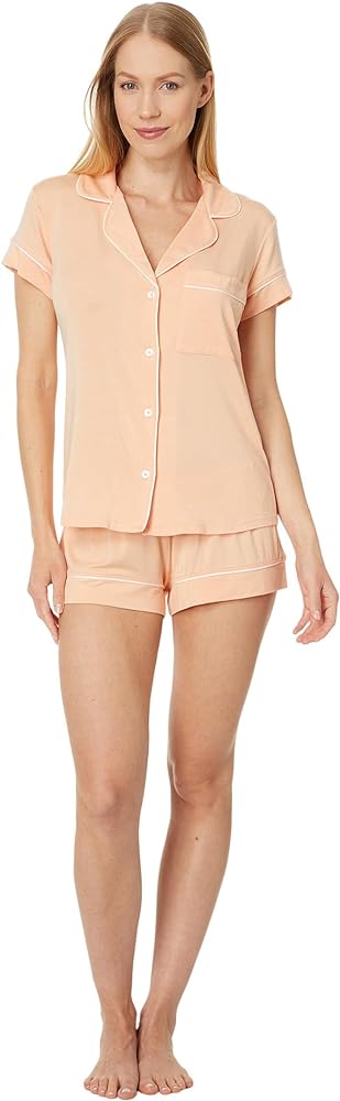 Eberjey Gisele Classic Women's Pajama Set | Short Sleeve Button Down Shirt w Front Pocket, Shorts w Elastic Waist