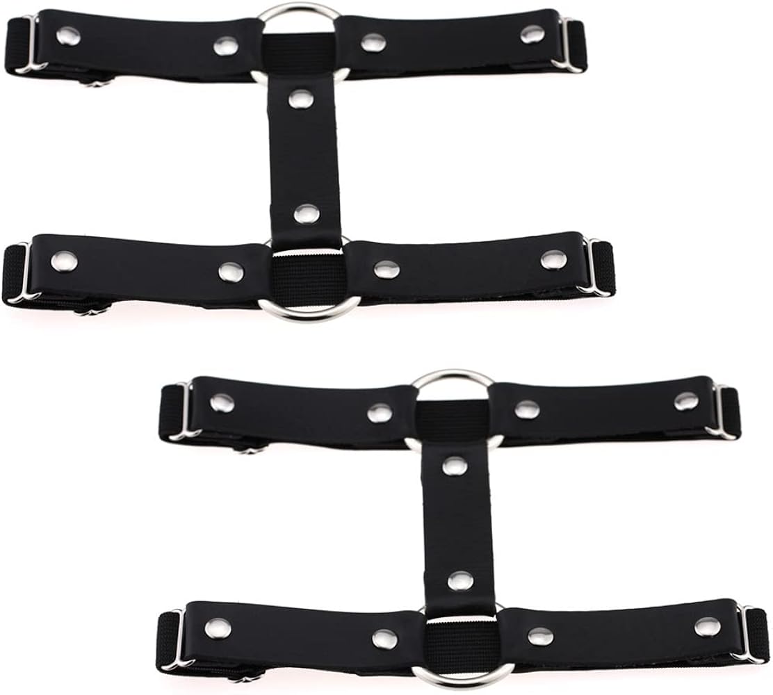 Women Girl Punk Leather Garter Elastic Leg Ring Harness Garters Belt 2pcs