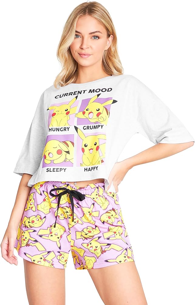 Pokemon Pyjamas for Women Teenagers Summer Pikachu Ladies Lounge Wear Sets 2 Piece