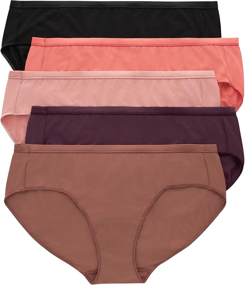 Hanes Women's Hipster Underwear Pack, Breathable Mesh Panties for Women, 5-Pack