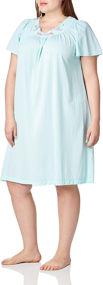 Shadowline Women's Petals Short Sleeve Gown 36280 2X SeaFoam