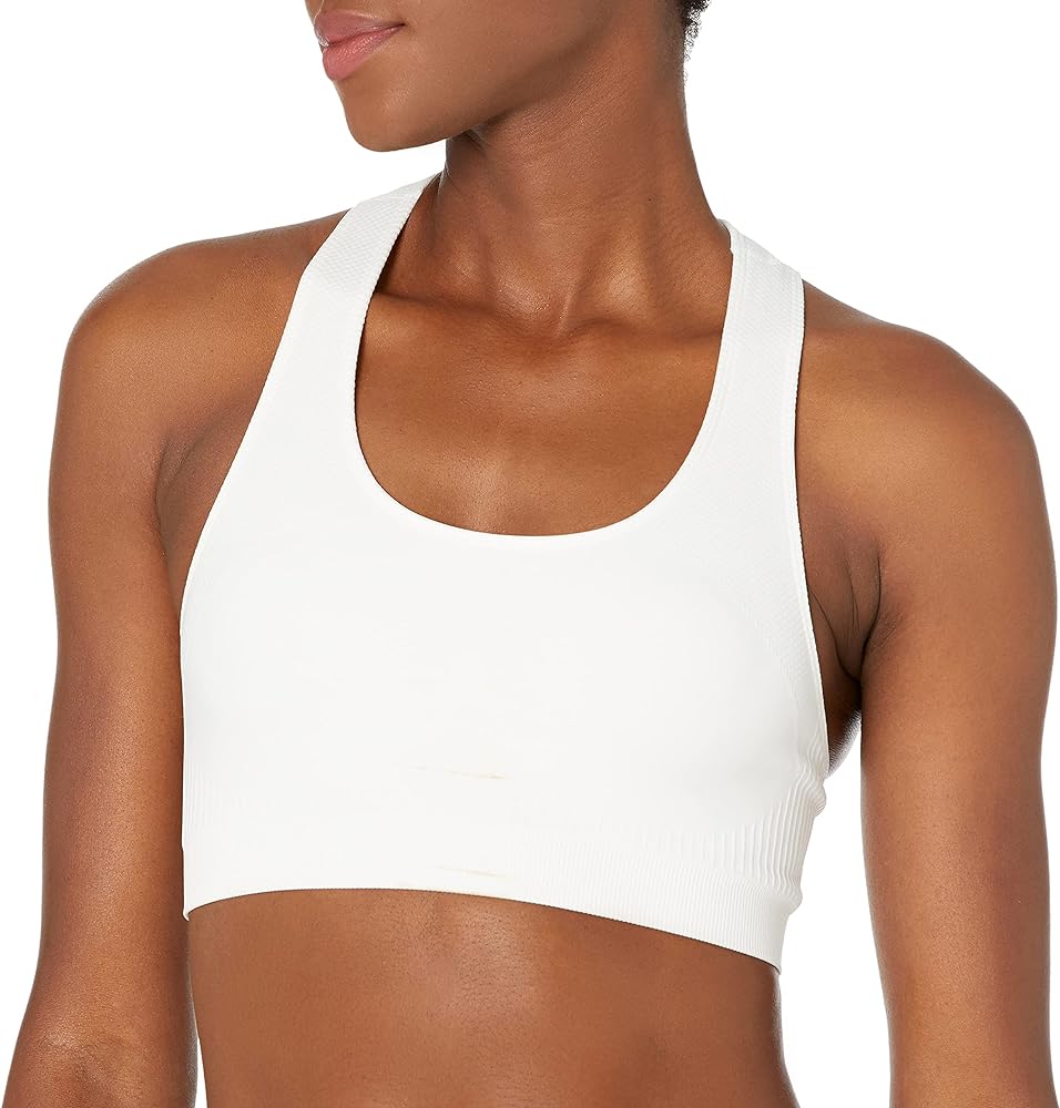 Jockey Women's Activewear Medium Impact Wicking Seamless Bra, pure white, S