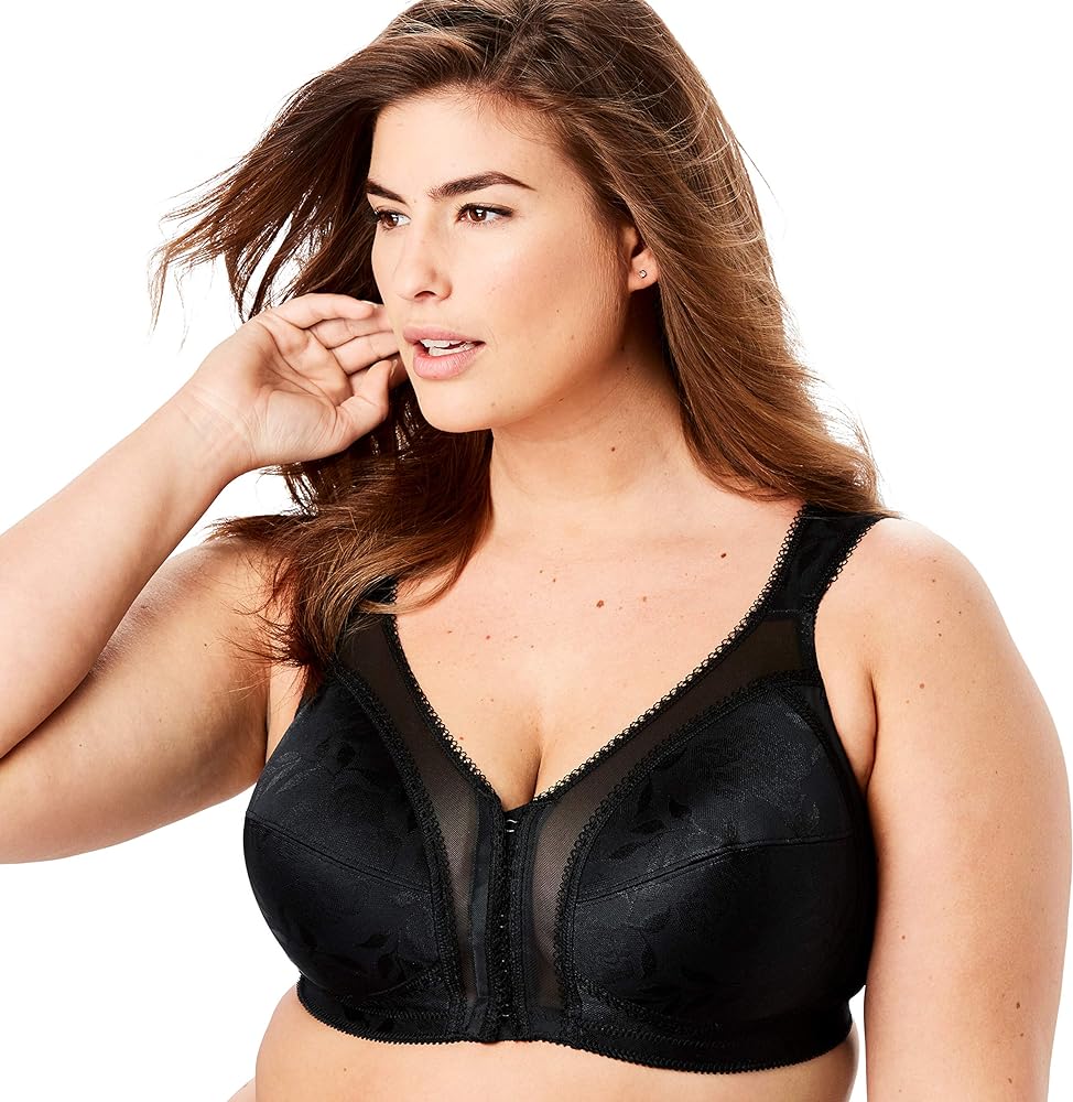 PLAYTEX 18 Hour Front-Close Wireless Bra with Flex Back 4695-46 C, Black