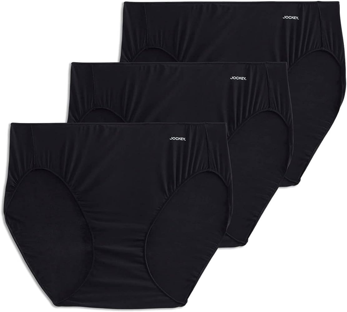 Jockey Women's Underwear No Panty Line Promise Bikini - 3 Pack, Black, 6