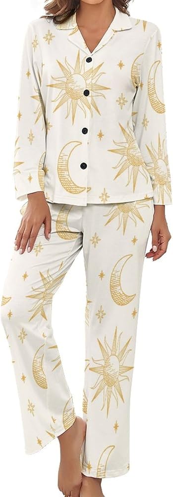 Pajama Sets For Women Soft V Neck Sleepwear Tops And Fluffy Pajama Pants 2-Piece Sun Art Sleepwear For Women