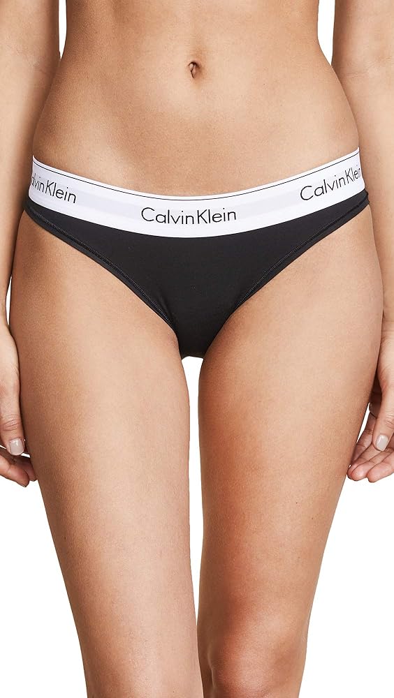 Calvin Klein underwear Modern Cotton Bikini for Women - Super Soft and Supple Cotton Stretch Fabrication Black LG (Women's 12-14) One Size