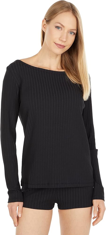 Yummie Women's Cotton Stretch Rib Long Sleeve Tee