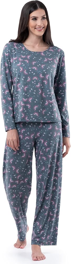 Fruit of the Loom Women's Long Sleeve Tee and Pant 2 Piece Sleep Set