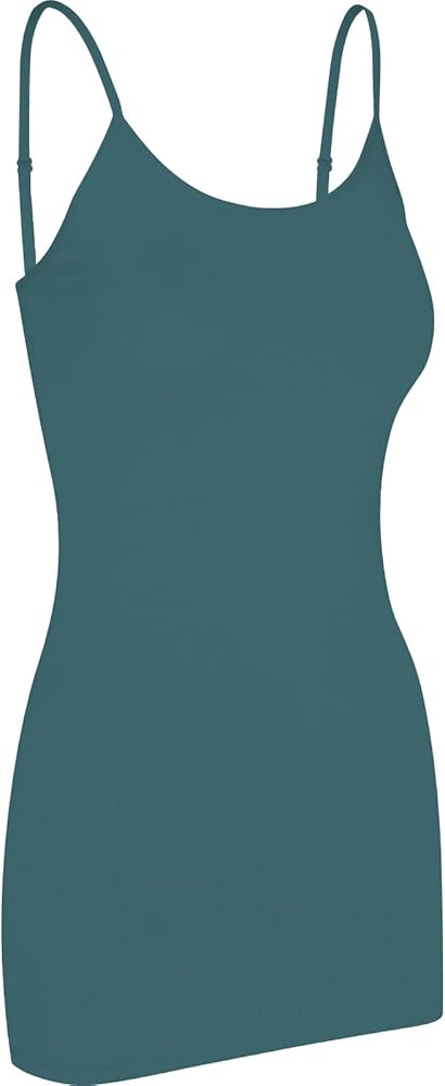 Women's Spaghetti Strap Stretch Cotton Long Cami Camisole Tank Top