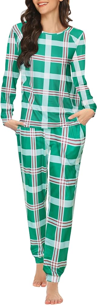 Ekouaer Pajama Sets Long Sleeve Jogger Sets 2 Piece Lounge Sets PJ Sets Sleepwear Loungewear for Women