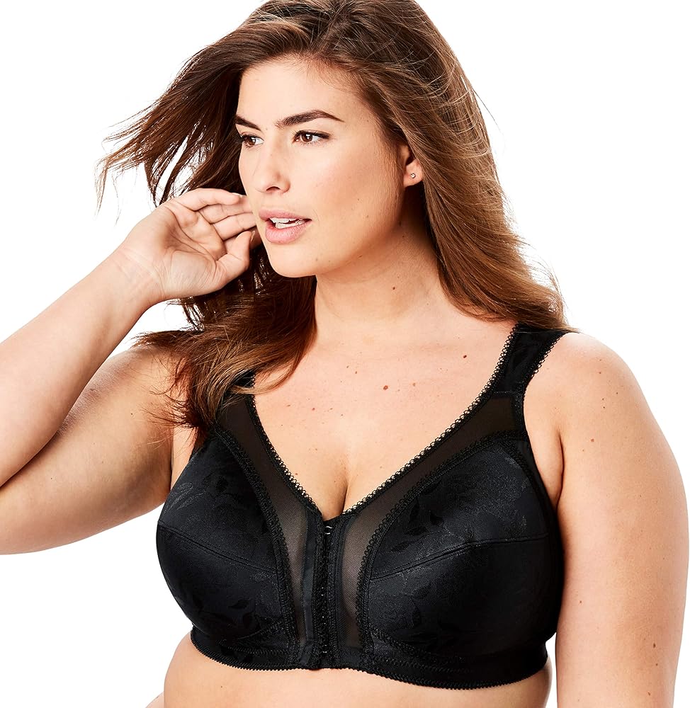 PLAYTEX Women's Plus Size 18 Hour Front-Close Wireless Bra with Flex Back 4695-36 D, Black