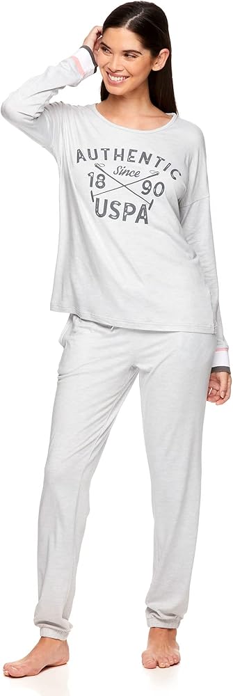 U.S. Polo Assn. Womens Pajama Sets - Two-Piece PJs for Women with Long-Sleeve Tee and Pajama Pants - Women's Loungewear