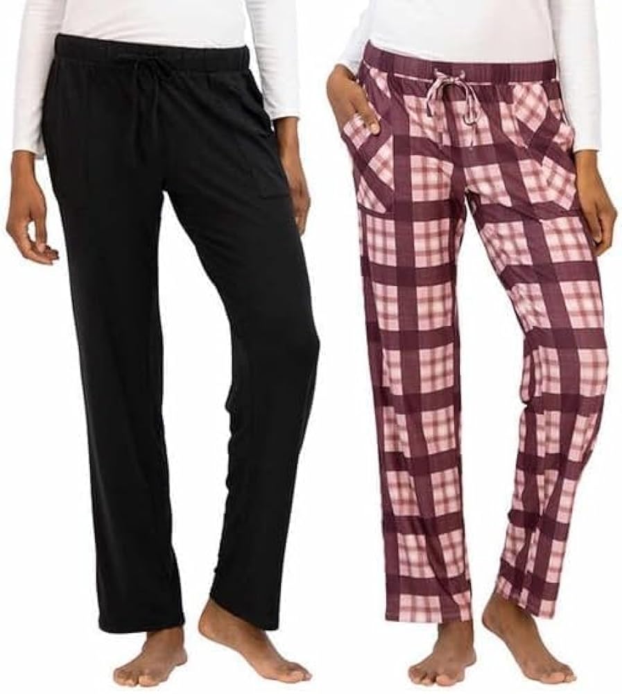 Lucky Brand Women's 2 Pack Straight Leg Lounge PJ Pants with Drawstrings and Pockets