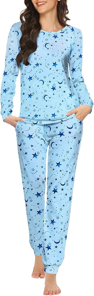 Ekouaer Pajama Sets Long Sleeve Jogger Sets 2 Piece Lounge Sets PJ Sets Sleepwear Loungewear for Women