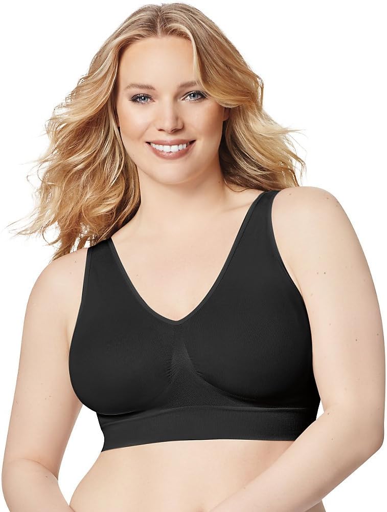 Just My Size Pure Comfort Seamless Wirefree Bra with Moisture Control_Black_3XL