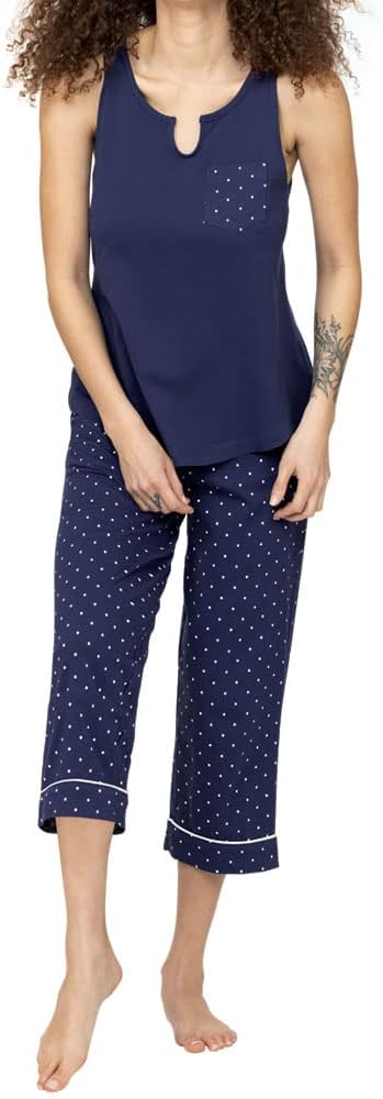 PajamaGram Womens PJs Sets - Ladies Pajamas Capris 100% Cotton