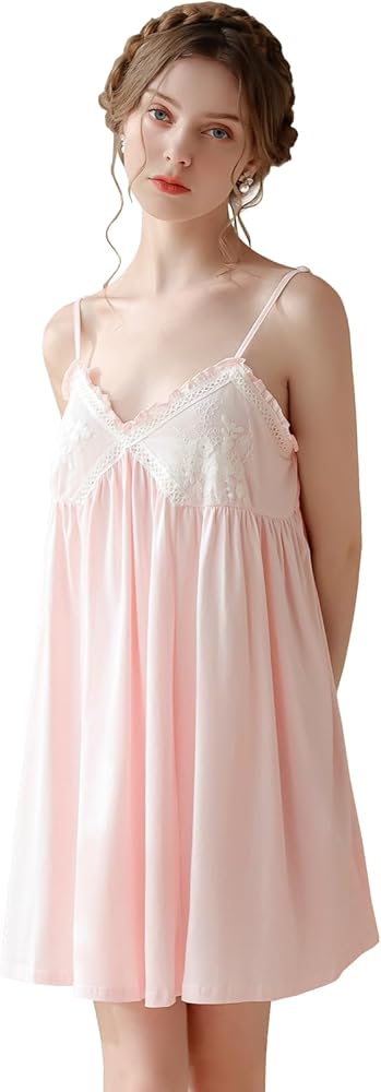 Nanxson Womens Cotton Nightgown Sexy Lace Sleep Dress Victorian Sleepshirt Full Slip Nightwear