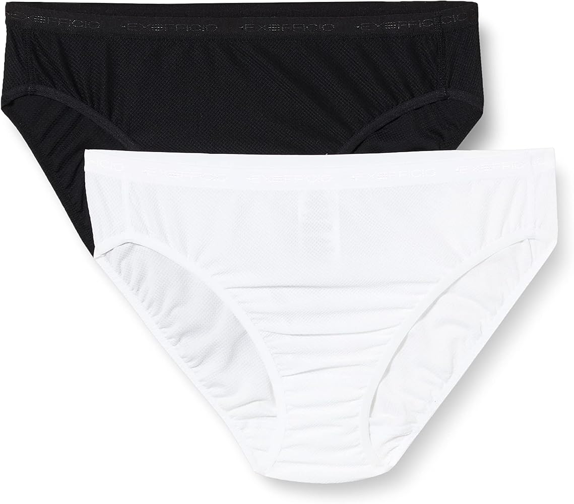 ExOfficio Women’s Give-N-Go Bikini Brief | Durable, Quick Drying, 2 Pack, Black/White, X-Small