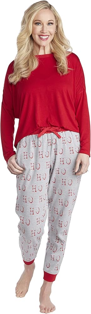 Mud Pie Women's Matching Family Christmas Pajamas, Red, Gray, X-Small