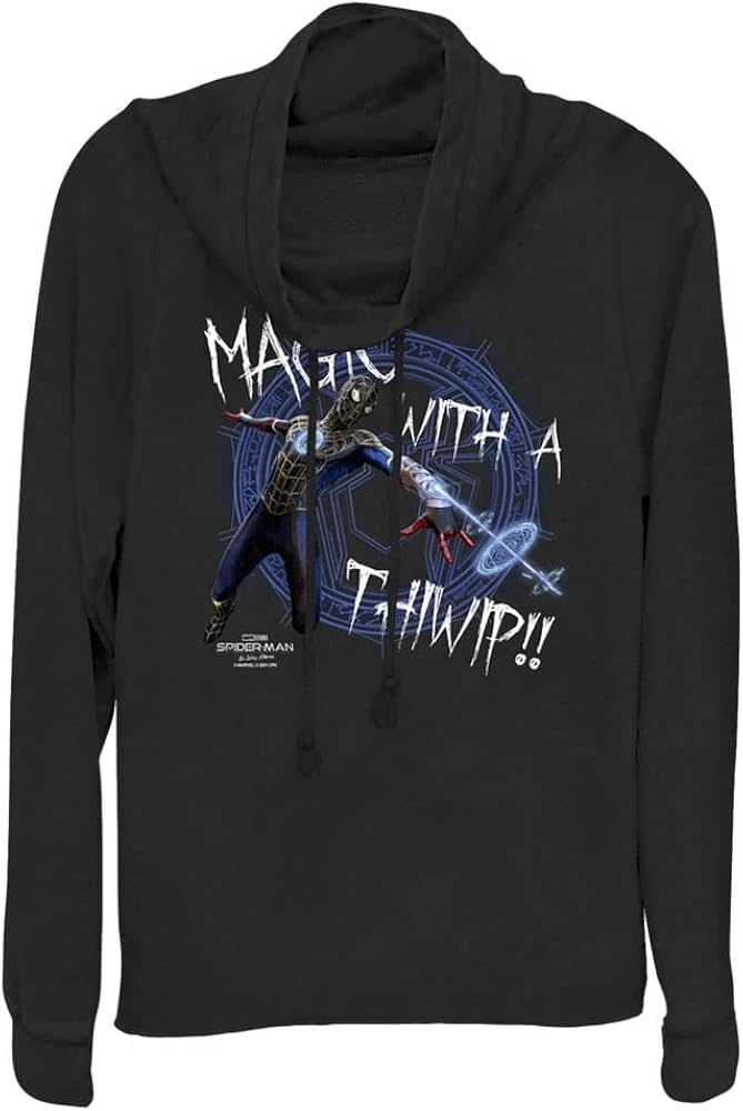 Marvel Spider-Man: No Way Home Magic Thiwip Women's Cowl Neck Long Sleeve Knit Top