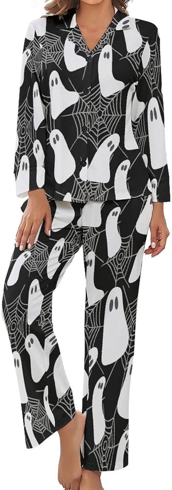 Pajama Set Women's Soft And Comfy Button Down PJ 2 Piece Set Long Sleeve Night Shirts