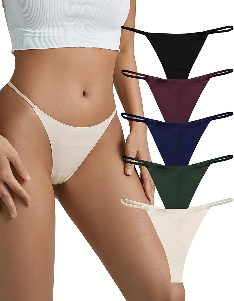 SHARICCA Women Seamless G-String Thongs Sexy Low Rise Panties No Show Underwear Multiple Pack