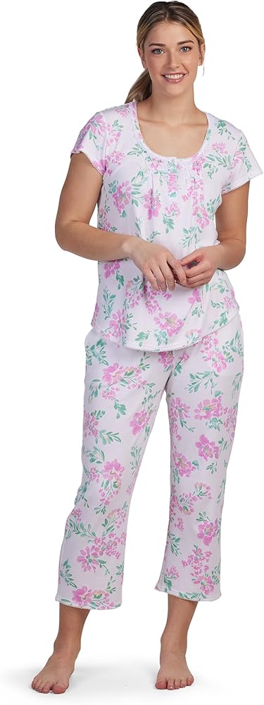 Miss Elaine Women's Cottonessa PJ Set, Patterned Cotton Pajama Set, Sleepwear & Loungewear