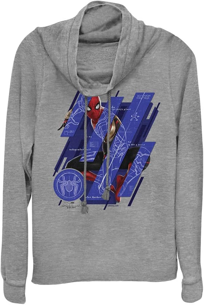 Marvel Spider-Man: No Way Home Schematic Panels Women's Cowl Neck Long Sleeve Knit Top