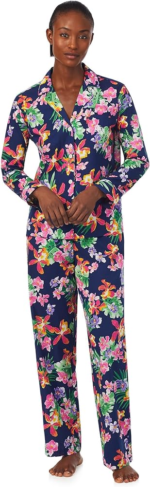 Lauren Ralph Lauren Long Sleeve Notch Collar PJ Set Multi Floral LG (US 12-14)