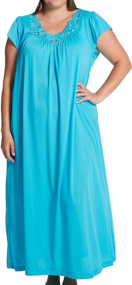 Shadowline Women's Rosebud Cap Sleeve Long Nightgown